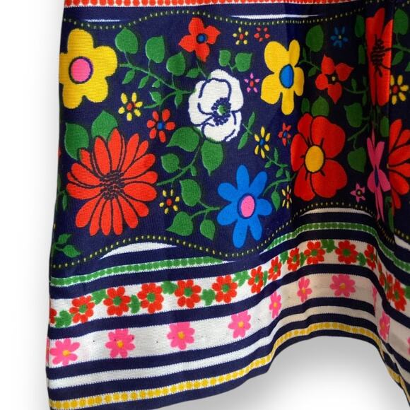 Vintage 60s Nelly Don Floral Stripe Shirt Dress USA Made ILGWU Tag Size Medium - Picture 9 of 16